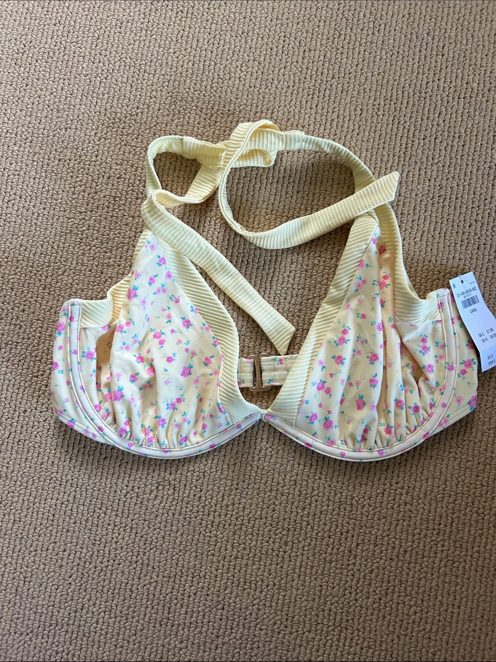 Hollister Pastel Yellow Floral Underwire Bikini Top
